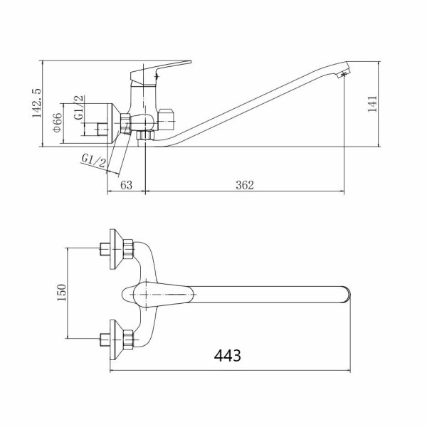 Смеситель для ванны FASHUN A2216, хром. Фото 2
