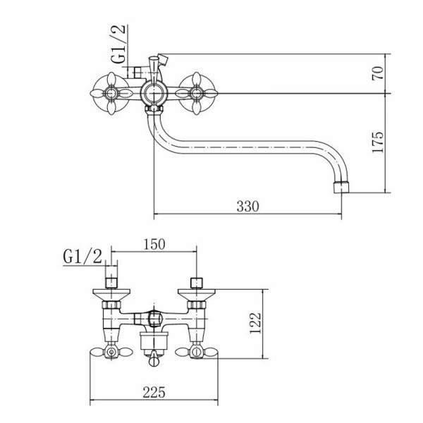 Смеситель для ванны FASHUN A2227, хром. Фото 2