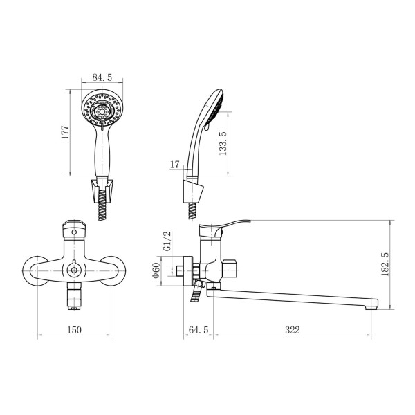 Смеситель для ванны FASHUN A2228, хром. Фото 2
