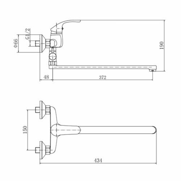 Смеситель для ванны FASHUN A2236, хром. Фото 2