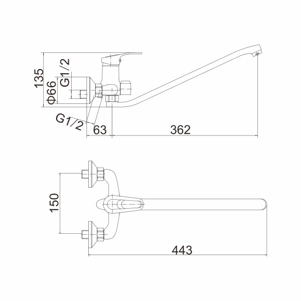 Смеситель для ванны FASHUN A2237, хром. Фото 2
