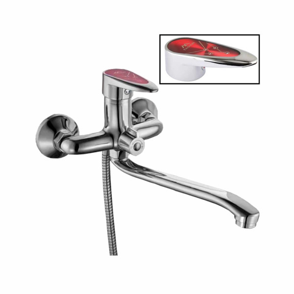 Смеситель для ванны FASHUN A2250RED, хром/красный. Фото 2