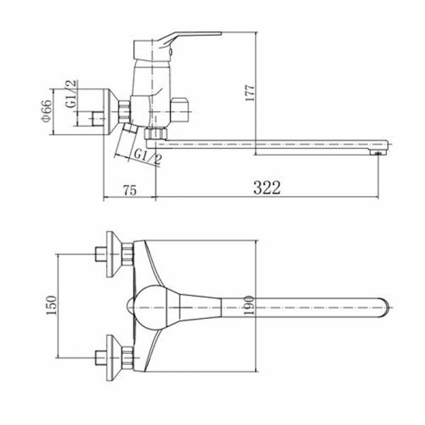 Смеситель для ванны FASHUN A2263, хром. Фото 2