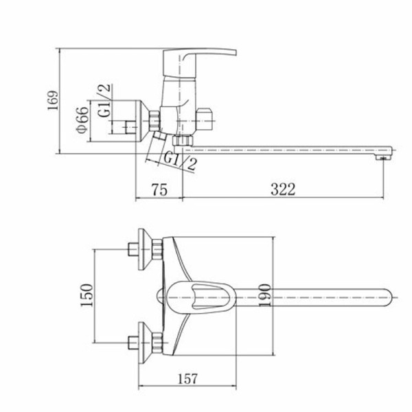 Смеситель для ванны FASHUN A2265, хром. Фото 2