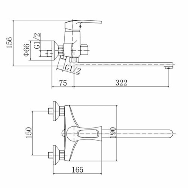 Смеситель для ванны FASHUN A2266, хром. Фото 2