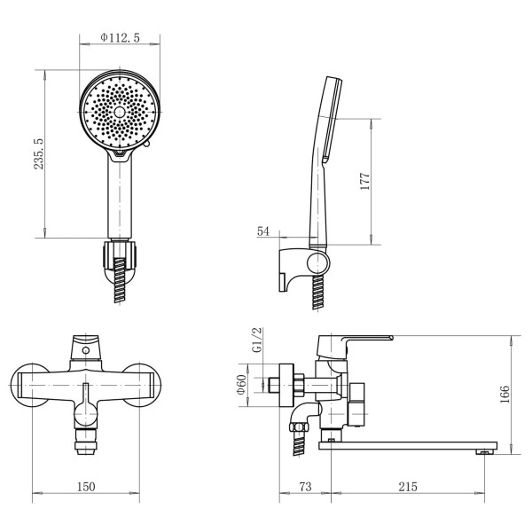 Смеситель для ванны FASHUN A2289, хром. Фото 2