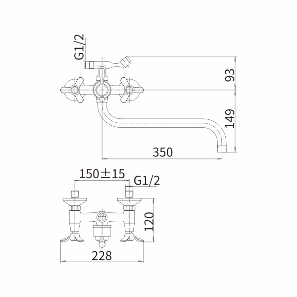 Смеситель для ванны FASHUN A2612-3, хром. Фото 2