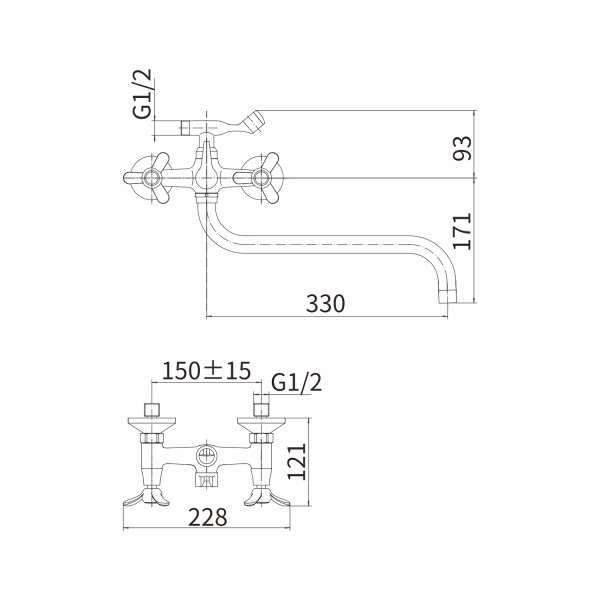 Смеситель для ванны FASHUN A2612, хром. Фото 2