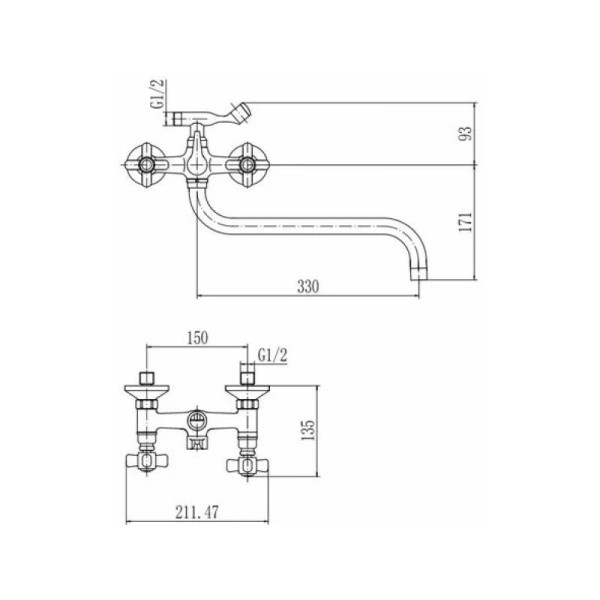 Смеситель для ванны FASHUN A2618, хром. Фото 2