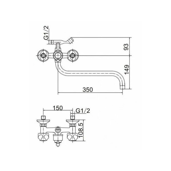 Смеситель для ванны FASHUN A2626-3, хром. Фото 2