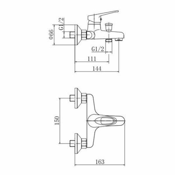 Смеситель для ванны FASHUN A3013, хром. Фото 2