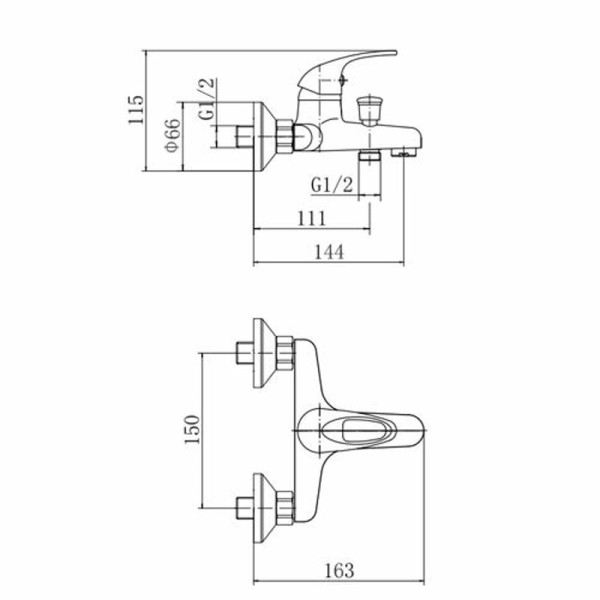 Смеситель для ванны FASHUN A3015, хром. Фото 2