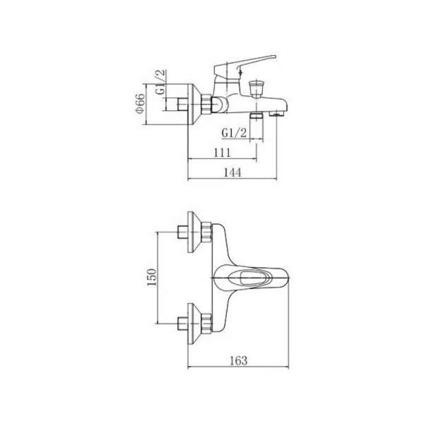 Смеситель для ванны FASHUN A3050WHITE, хром/белый. Фото 2