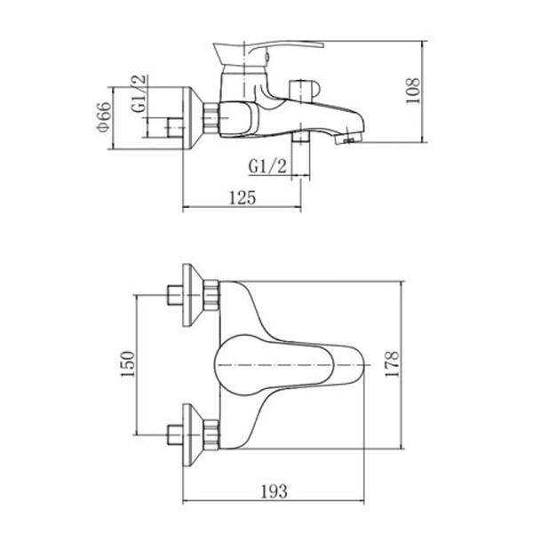Смеситель для ванны FASHUN A3201, хром. Фото 2