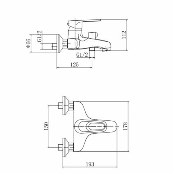 Смеситель для ванны FASHUN A3204, хром. Фото 2