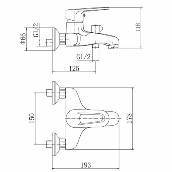 Смеситель для ванны FASHUN A3268, хром. Фото 2