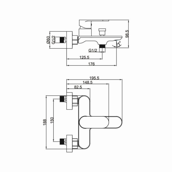 Смеситель для ванны FASHUN A3285, хром. Фото 2