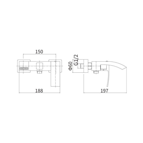 Смеситель для ванны FASHUN A53018, сатин. Фото 2