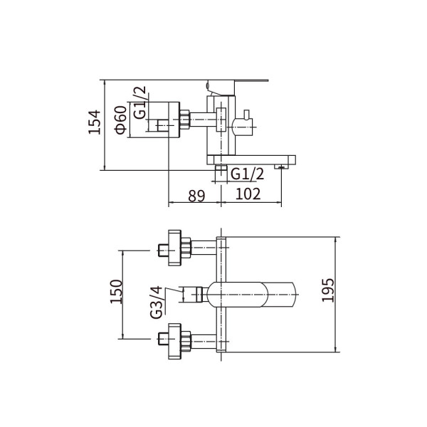 Смеситель для ванны FASHUN A53020, сатин. Фото 2