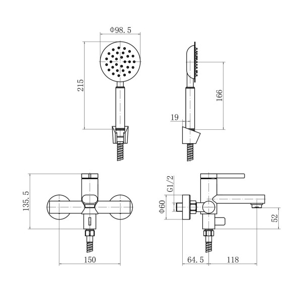 Смеситель для ванны FASHUN A53030, сатин. Фото 2