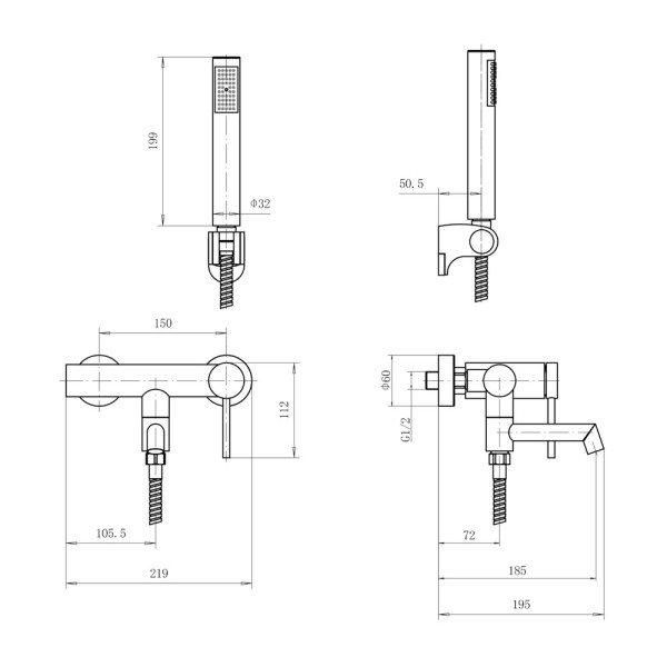 Смеситель для ванны FASHUN A53033, сатин. Фото 2
