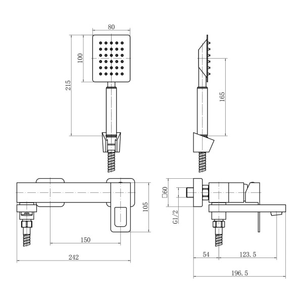 Смеситель для ванны FASHUN A53117, сатин. Фото 2