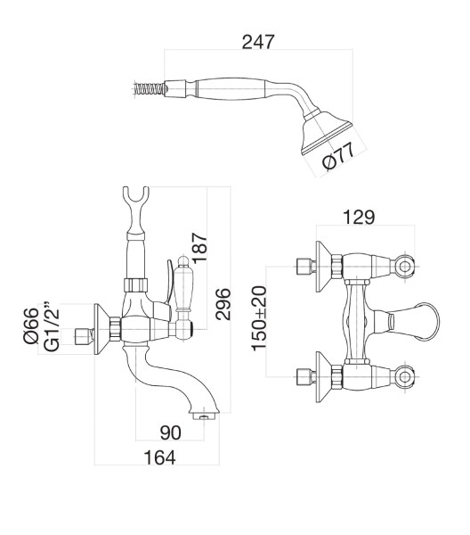 Смеситель для ванны Fiore COLONIALE 02CO0600, хром/золото. Фото 2