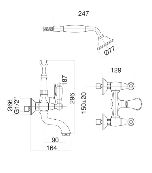 Смеситель для ванны Fiore COLONIALE 02OO0600, золото. Фото 2