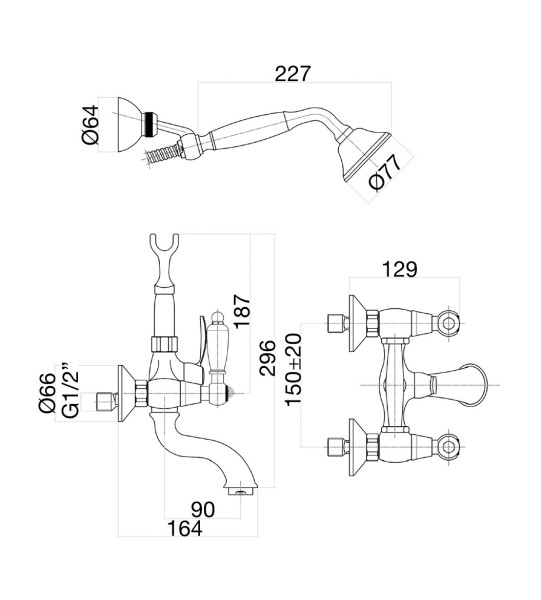 Смеситель для ванны Fiore COLONIALE SKY (SWAROVSKI®) 03OO0601, золото. Фото 2