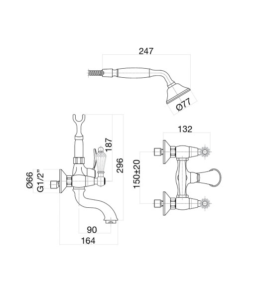 Смеситель для ванны Fiore GIOIELLI (SWAROVSKI®) 08CO0600, золото. Фото 2