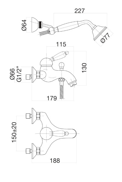 Смеситель для ванны Fiore IMPERIAL 83CR5104, хром. Фото 2