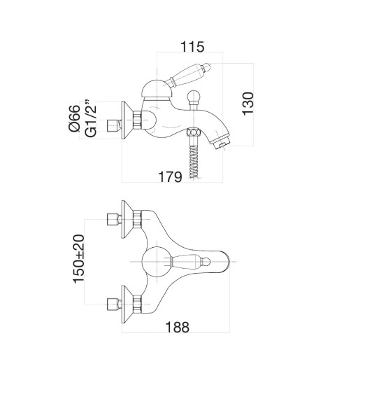 Смеситель для ванны Fiore IMPERIAL 83ZZ5101, бронза. Фото 2