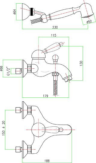 Смеситель для ванны Fiore Jafar 47CR5103, хром. Фото 2