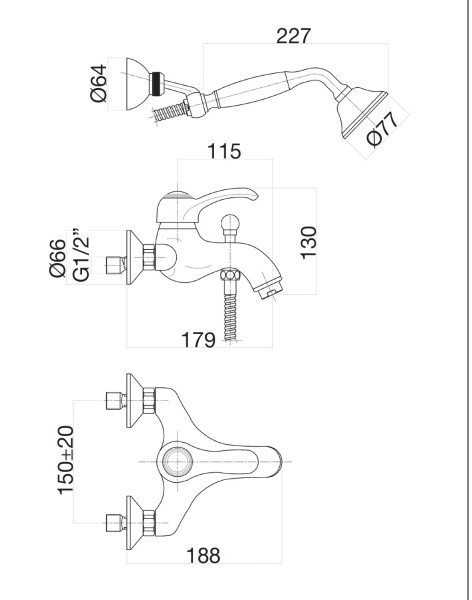 Смеситель для ванны Fiore JAFAR 47ZZ5104, бронза. Фото 2
