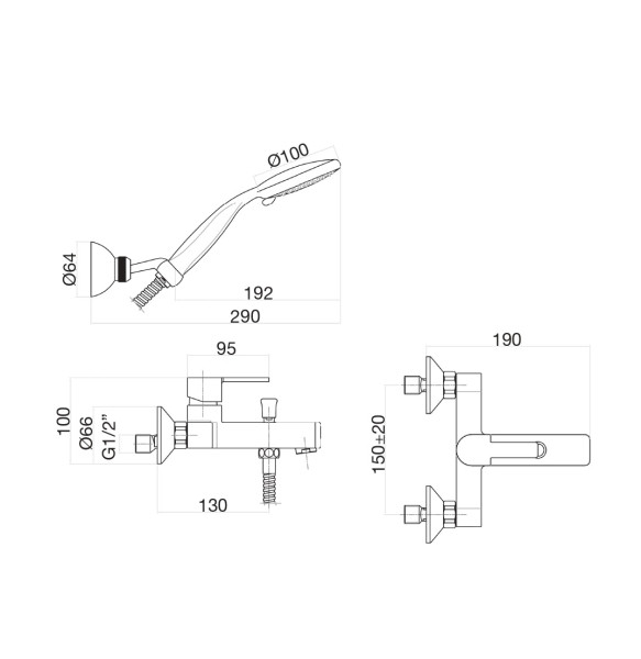 Смеситель для ванны Fiore KALOS 76CR7450, хром. Фото 2