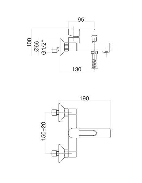 Смеситель для ванны Fiore KALOS 76CR7451, хром. Фото 2