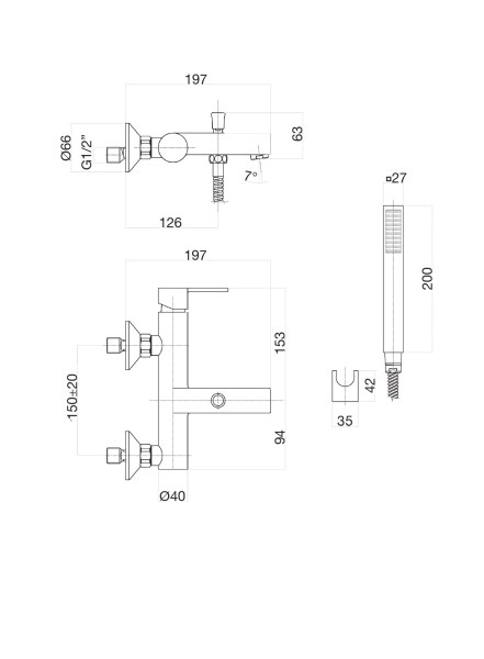 Смеситель для ванны Fiore KATANA 77CR7550, хром. Фото 1