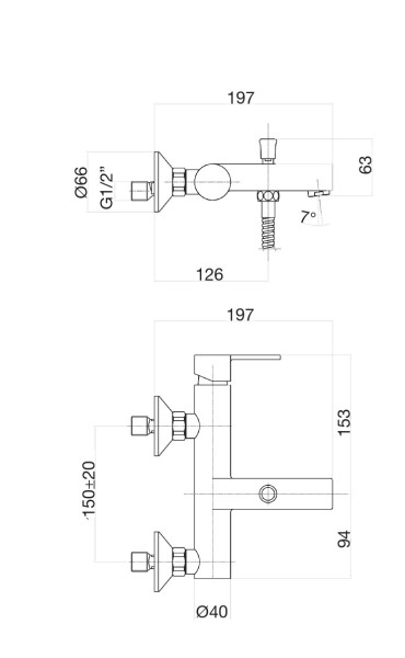 Смеситель для ванны Fiore KATANA 77CR7551, хром. Фото 2