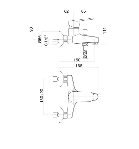 Смеситель для ванны Fiore KEVON BLACK MATT 81NN1510, черный. Фото 2