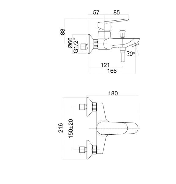 Смеситель для ванны Fiore KEVON BLACK MATT 81NN8152, черный. Фото 2