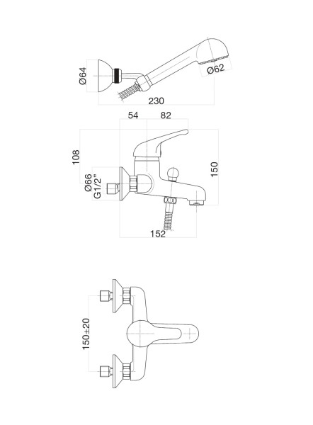 Смеситель для ванны Fiore KING 39CR1000, хром. Фото 2
