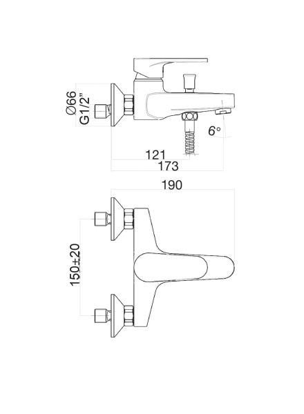 Смеситель для ванны Fiore KYMA 75CR6502, хром. Фото 2