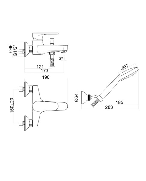 Смеситель для ванны Fiore KYMA 75CR6504, хром. Фото 2