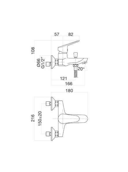 Смеситель для ванны Fiore KYRO 86CR8152, хром. Фото 2