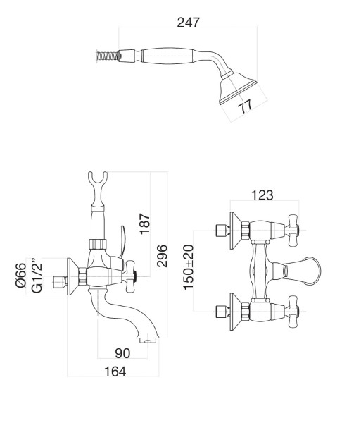Смеситель для ванны Fiore MARGOT 26ZZ0600, бронза. Фото 2