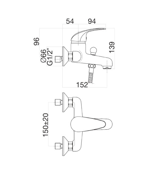 Смеситель для ванны Fiore MAX 32CR1010, хром. Фото 2