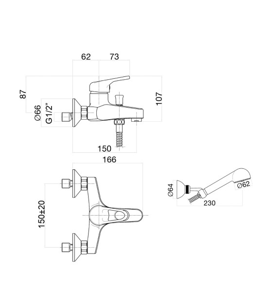 Смеситель для ванны Fiore MISTRAL 42CR1500, хром. Фото 2