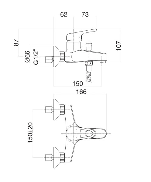 Смеситель для ванны Fiore MISTRAL 42CR1510, хром. Фото 2
