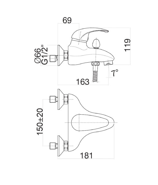 Смеситель для ванны Fiore NEXUS 43CR1410, хром. Фото 2