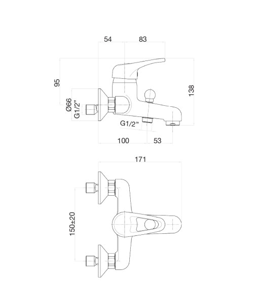 Смеситель для ванны Fiore PLANET 37CR1010, хром. Фото 2
